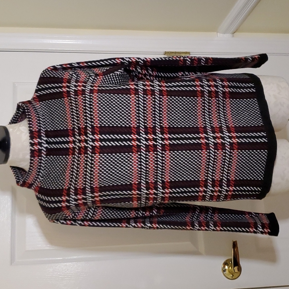 Metric mockneck plaid sweater XL